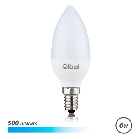 BOMBILLA LED C37 6W 500LM E14 LUZ FRIA ELBAT