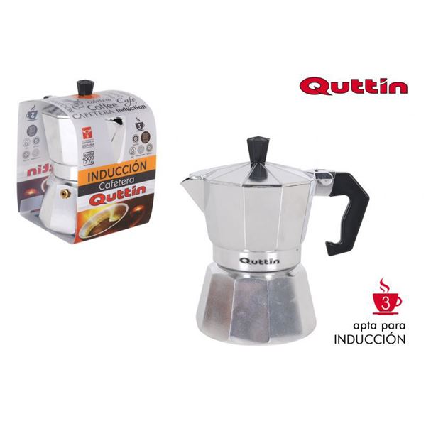 CAFETERA 3 TAZAS ALUMINIO CLASSIC INDUCCION QUTTIN