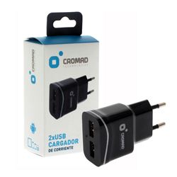 CARGADOR DE CORRIENTE 2 1A CROMAD 2 X USB NEGRO