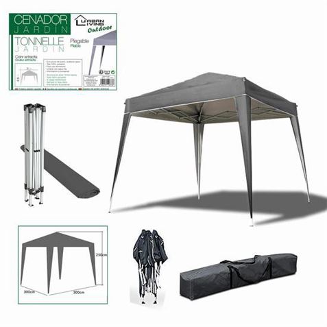 CARPA PLEGABLE 3X3 METROS GRIS ANTRACITA URBAN LIV