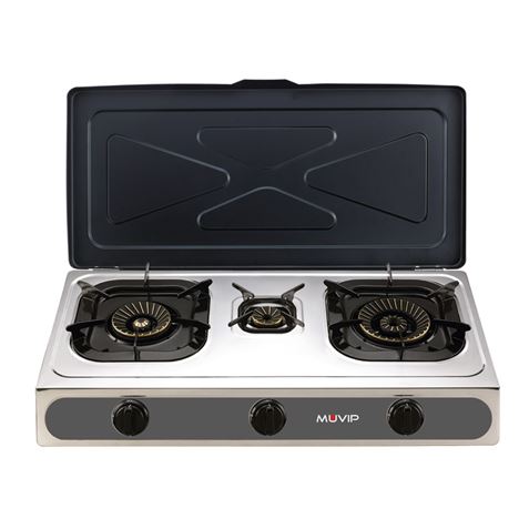 COCINA GAS INOX 3 FUEGOS SERIE STRONG   TAPA MUVIP