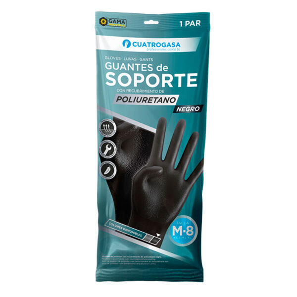 CUATROGASA GUANTE DE SOPORTE POLIURETANO NEGRO