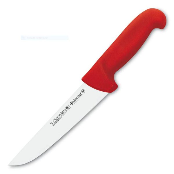 CUCHILLO CARNICERO FINO ROJO 18CM 3 CLAVELES