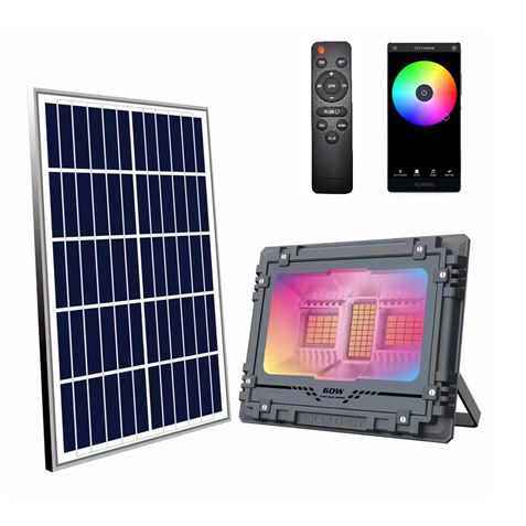 FOCO LED SOLAR 100W RGB 780LM   CONTROL REMOTO ELB