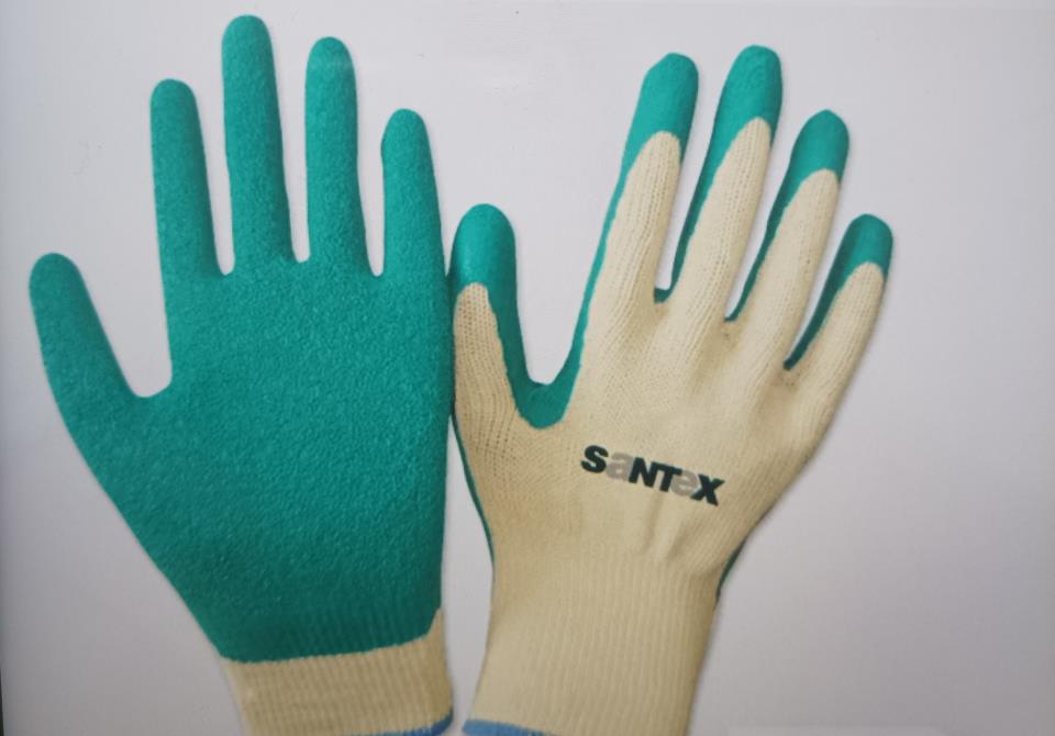 GUANTE ALGODON LATEX VERDE T/G SANTEX