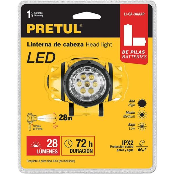 LINTERNA DE CABEZA LED 65LMN AAA PRETUL