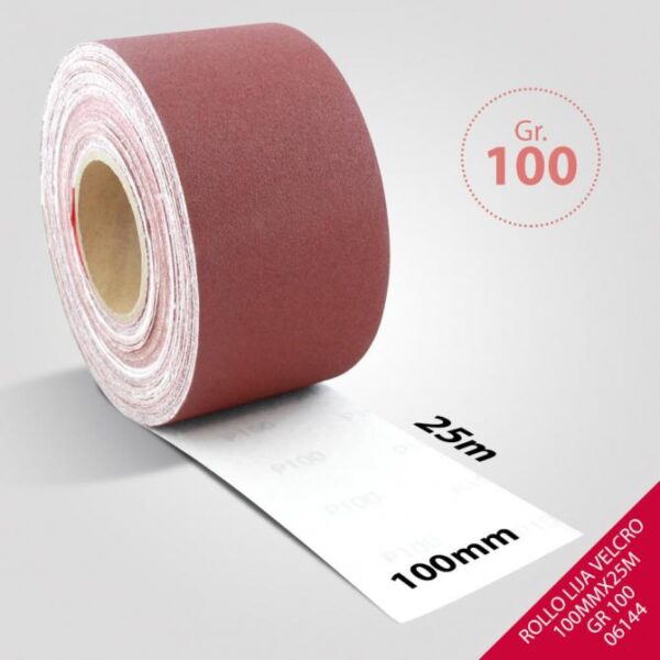 ROLLO LIJA VELCRO 100MM X25M GRANO 100