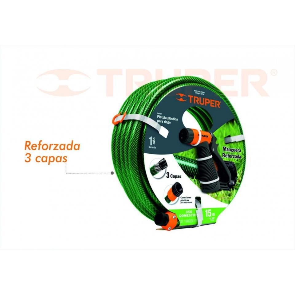 TRUPER MANGUERA 3 CAPAS PISTOLA RIEGO 1/2'-15MTS