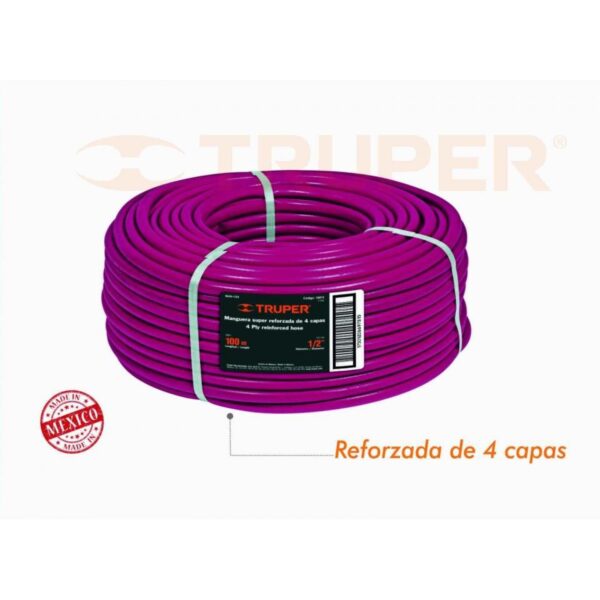 TRUPER MANGUERA 4 CAPAS 13mmx2mmx100M-ROJA