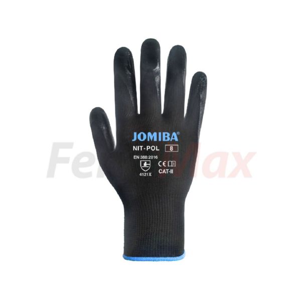 JOMIBA GUANTE NITRILO NEGRO POLIESTER TALLA-8