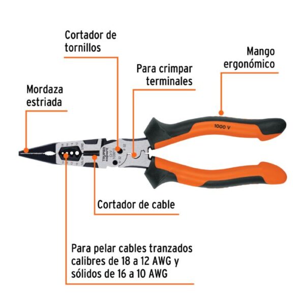 TRUPER EXPERT PINZA MULTIUSOS 6EN1-1000V CONFORT G