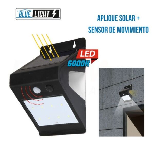 BLUELIGHT APLIQUE SOLAR DOBLE 2W-240Lm-SENSOR