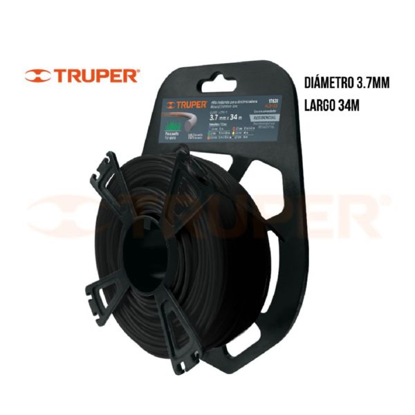 TRUPER ROLLO HILO DESBROZADORA 3 7mmX34M NEGRO