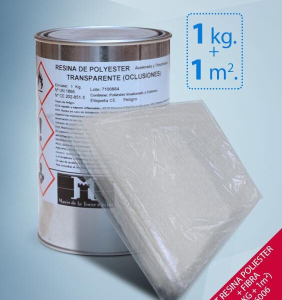 RESINA POLIESTER   FIBRA  1KG   1m2