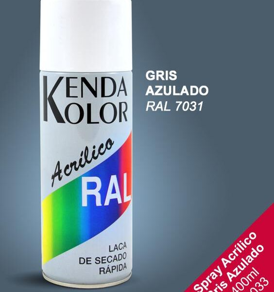 SPRAY GRIS AZULADO KENDA ACRÍLICO 400ml RAL 7031