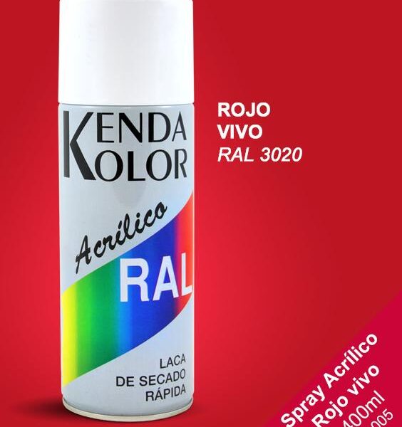 SPRAY ROJO VIVO KENDA ACRÍLICO 400ml RAL 3020