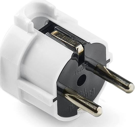 Clavija 2P T 16A 250V IP20 4 8mm Retráctil Blanco