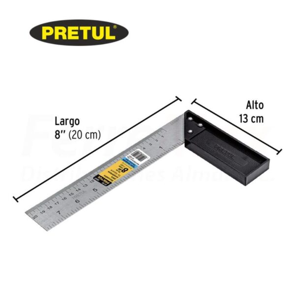 PRETUL ESCUADRA CARPINTERO MANGO PLASTICO 20cm