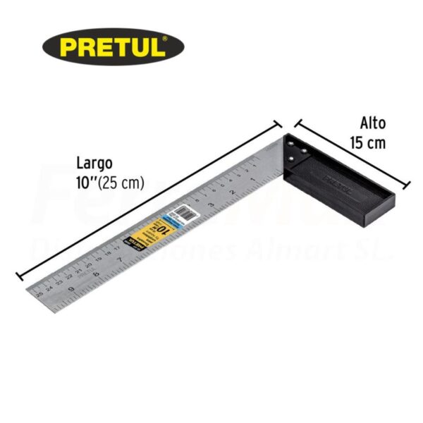 PRETUL ESCUADRA CARPINTERO MANGO PLASTICO 25cm