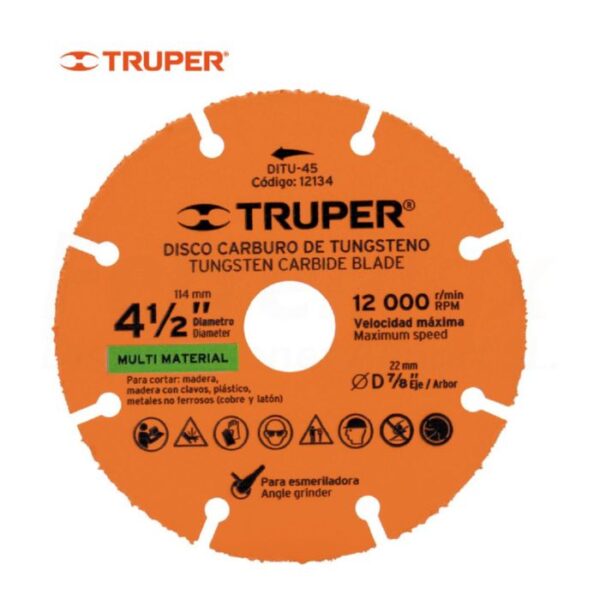 TRUPER DISCO MULTIMATERIAL 115mm TUNGSTENO 1 2mm