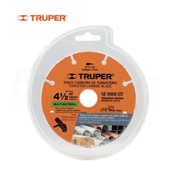 TRUPER DISCO MULTIMATERIAL 115mm TUNGSTENO 1 2mm