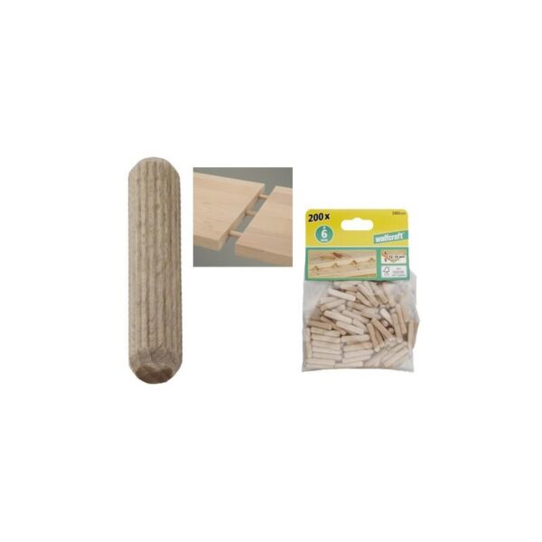 ESPIGA MADERA 6X30MM 50PZS  2906000 WOLFCRAFT