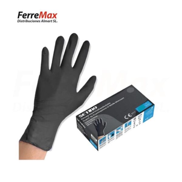 GUANTE NITRILO NEGRO SIN POLVO TALLA XL 9-10 100un