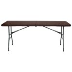 MESA DE RESINA PLEGABLE EFECTO RATÁN 180X74X74CM 3