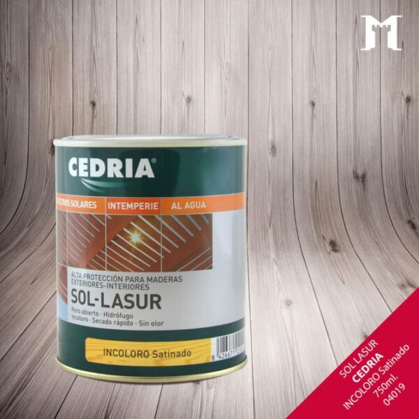 CEDRIA SOL LASUR INCOLORO SATINADO 750ML